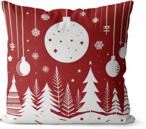 Kit 4 Capas De Almofadas Natal 45x45 - Vermelho e Branco