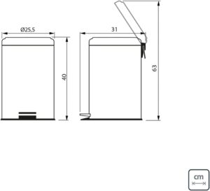 Tramontina 94538/112 - Lixeira com Pedal em Aço Inox Acabamento, 12Litros