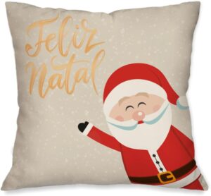 Kit com 4 Capas para Almofadas Natalinas Feliz Natal