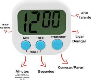 Timer Digital Temporizador Cronômetro Cozinha Relógio Imã