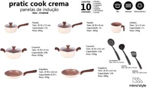 Jogo De Panela Ceramica Antiaderente Fundo Triplo Fogao Indução Mimo Style Pratic Cook Cre...