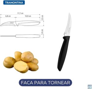 Jogo de Facas Tramontina Plenus com Lâminas em Aço Inox e Cabos de Polipropileno Preto 9 P...