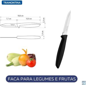 Jogo de Facas Tramontina Plenus com Lâminas em Aço Inox e Cabos de Polipropileno Preto 9 P...