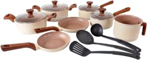 Jogo De Panela Ceramica Antiaderente Fundo Triplo Fogao Indução Mimo Style Pratic Cook Cre...