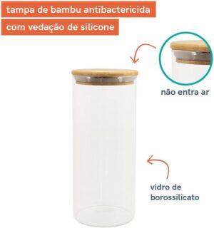 Oikos - potes de vidro de mantimentos com tampa de bambu 11 peças