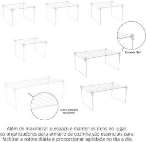 Kit Cozinha Prateleiras Aramadas para organizar - 7 un Branco com Branco