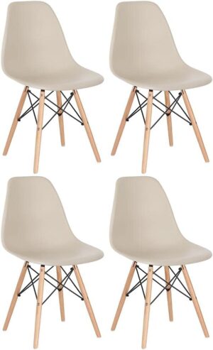 Loft7, Kit 4 Cadeiras Charles Eames Eiffel Dsw Em Polipropileno Com Pés De Madeira Clara V...