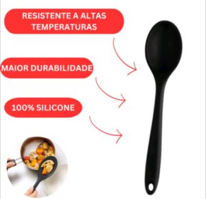 2 Colheres De Arroz Silicone Maciço Não Riscam Panelas (KIT 2 PEÇAS) Super Resistente Idea...