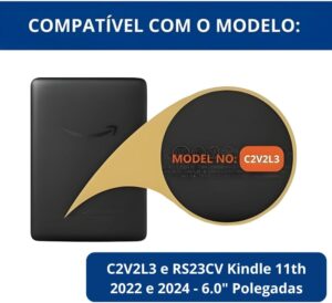 Capa para Kindle 11ª Geração Modelo 2022 e 2024 (C2V2L3 e RS23CV)- Auto Hibernação - Fecho...