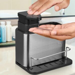 Dispenser Porta Detergente Escorredor Esponja 3 Em 1 Inox Cozinha Pia Balcao Limpeza Higie...