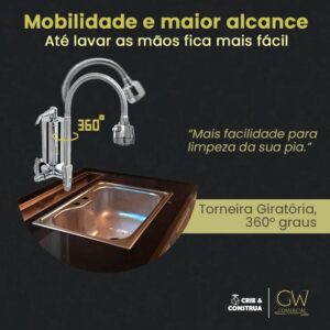 Torneira Pia Gourmet Cozinha Parede Com Filtro Super Luxo