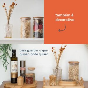 Oikos - potes de vidro de mantimentos com tampa de bambu 11 peças