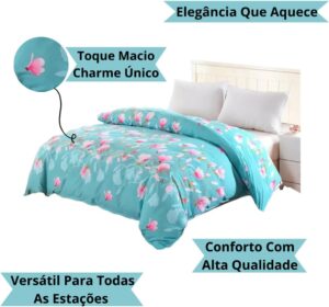 Edredom Casal Dupla Face Estampas Variadas 1 Peça (Floral)