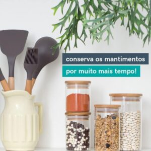 Oikos - potes de vidro de mantimentos com tampa de bambu 11 peças