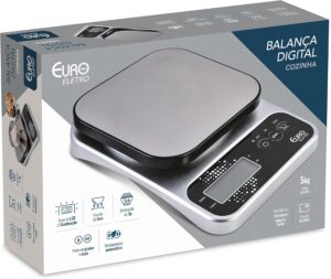 Balança digital Pró para Cozinha pró 5 kg, Prata, BAL7825, Euro Home