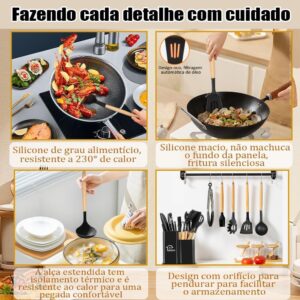 Utensilios para Cozinha, 19 Peças Utensilios para Cozinha Silicone, Kit Utensílios de Cozi...