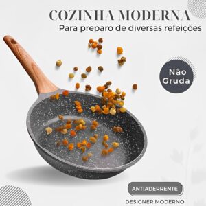 Frigideira Antiaderente Ceramica 28cm Grande Cabo Madeira Revestimento Cerâmico Frita Sem ...