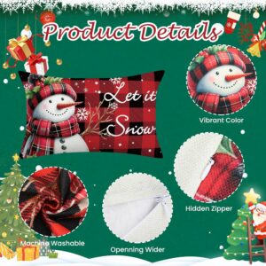 2 conjuntos de capas de travesseiro de Natal 30,5 x 50,8 cm vermelho Natal Let It Snow Mer...