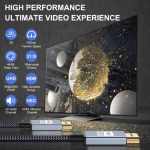 AviBrex Cabo HDMI 4K 6 m, cabo HDMI 2.0 trançado de alta velocidade 18 Gbps 4K a 60Hz 2K a...