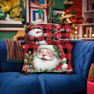 2 conjuntos de capas de travesseiro de Natal 30,5 x 50,8 cm vermelho Natal Let It Snow Mer...